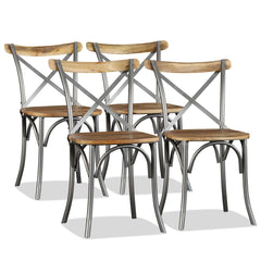 vidaXL Dining Chair | Set of 4 | Brown and Silver 1