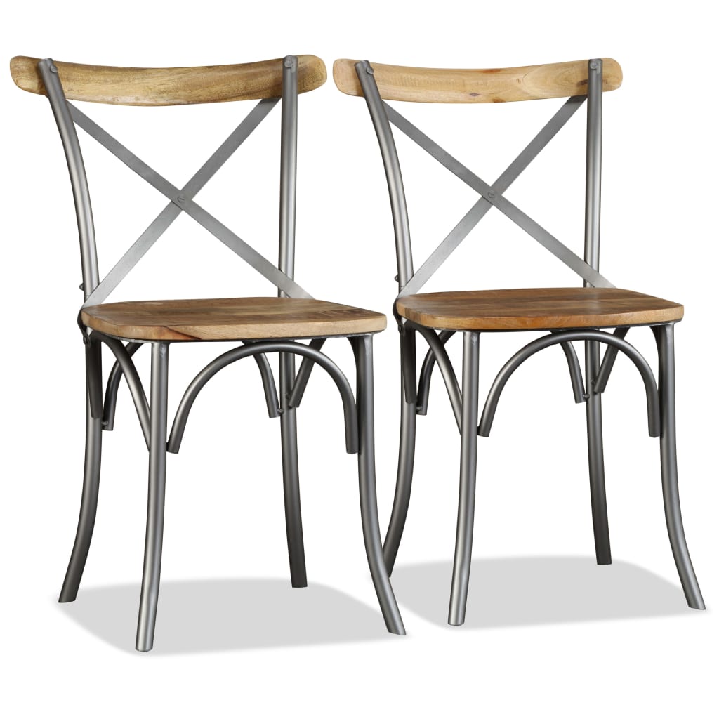 vidaXL Dining Chair | Set of 4 | Brown and Silver 3