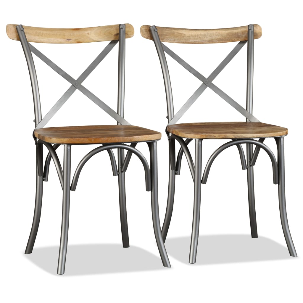 vidaXL Dining Chair | Set of 4 | Brown and Silver 4