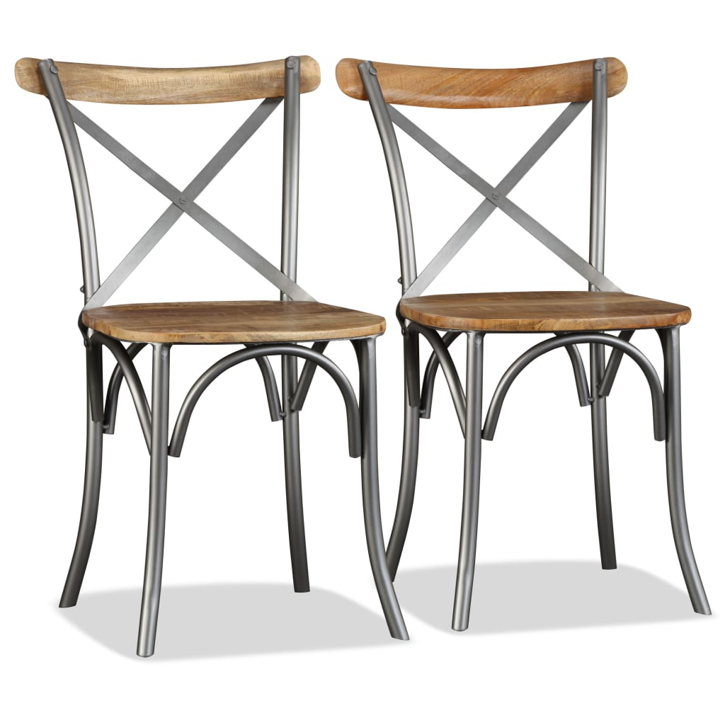 vidaXL Dining Chair | Set of 4 | Brown and Silver 5