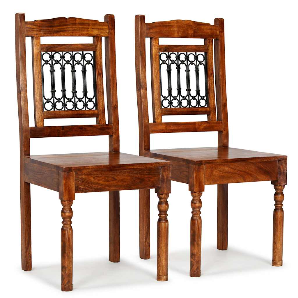 vidaXL Dining Chairs 2 pcs Solid Wood with Honey-coloured Finish Classic 1