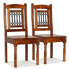 vidaXL Dining Chairs 2 pcs Solid Wood with Honey-coloured Finish Classic 1