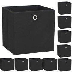 vidaXL Storage Boxes 10 pcs Non-woven Fabric 32x32x32 cm Black 1