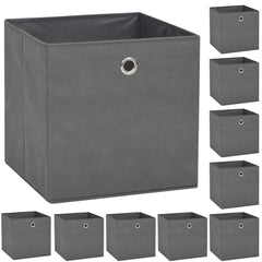 vidaXL Storage Boxes 10 pcs Non-woven Fabric 32x32x32 cm Grey 1
