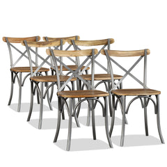 vidaXL Dining Chairs 6 pcs Solid Mango Wood and Steel Cross Back 1