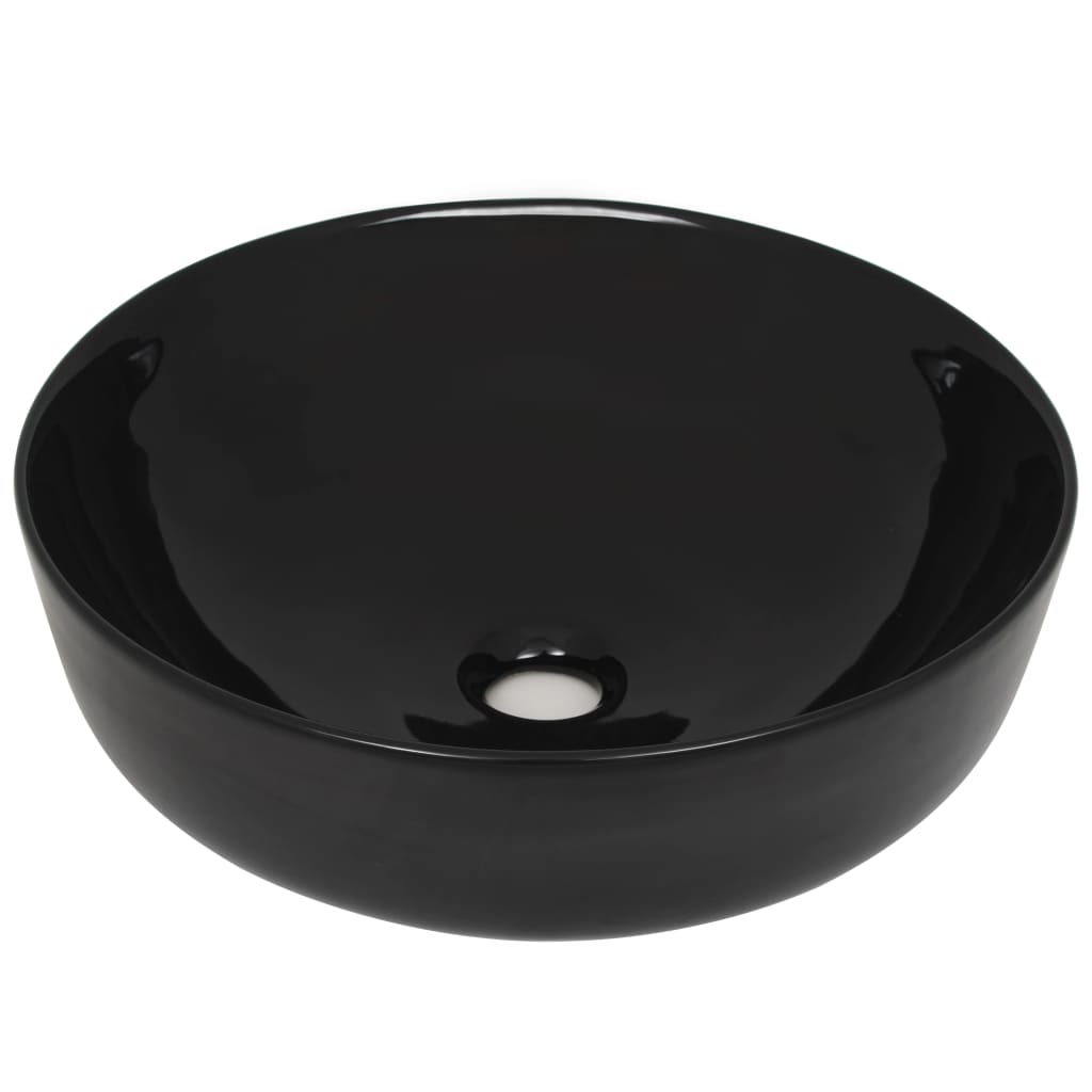 vidaXL Basin Ceramic Round Black 41.5x13.5 cm 2