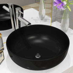 vidaXL Basin Ceramic Round Black 41.5x13.5 cm 1