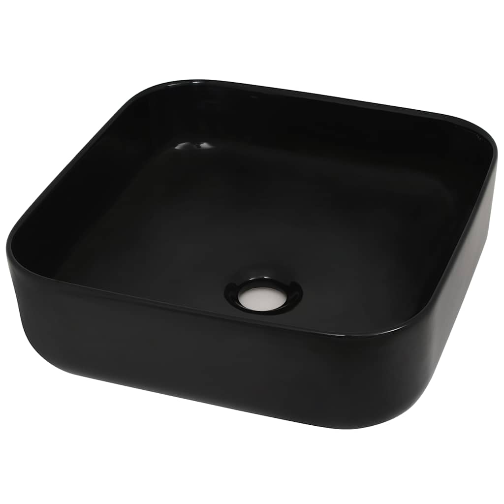 vidaXL Basin Ceramic Square Black 38x38x13.5 cm 2