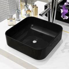 vidaXL Basin Ceramic Square Black 38x38x13.5 cm 1