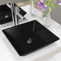 vidaXL Basin Ceramic Square Black 41.5x41.5x12 cm 1