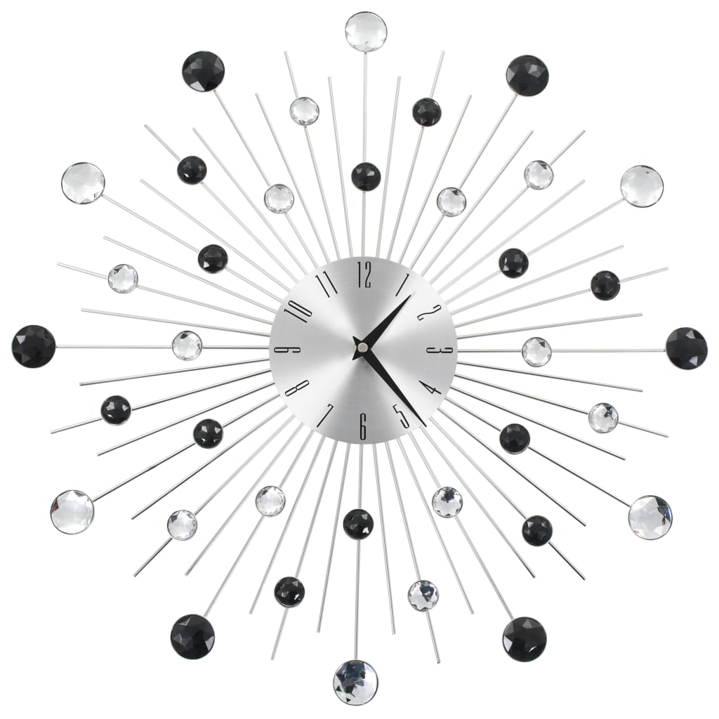 vidaXL Wall Clock | Silver and black | Aluminium frame with acrylic beads 1