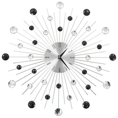 vidaXL Wall Clock | Silver and black | Aluminium frame with acrylic beads 1