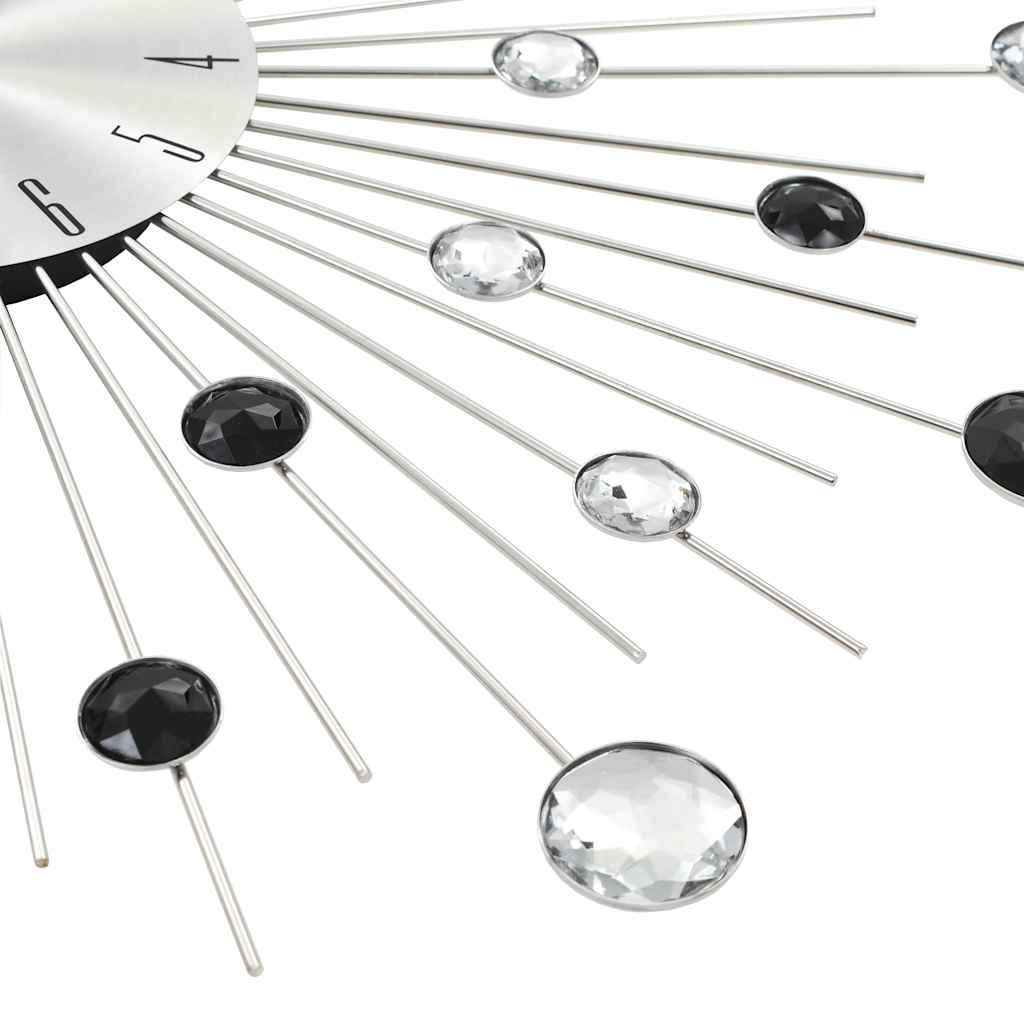 vidaXL Wall Clock | Silver and black | Aluminium frame with acrylic beads 5