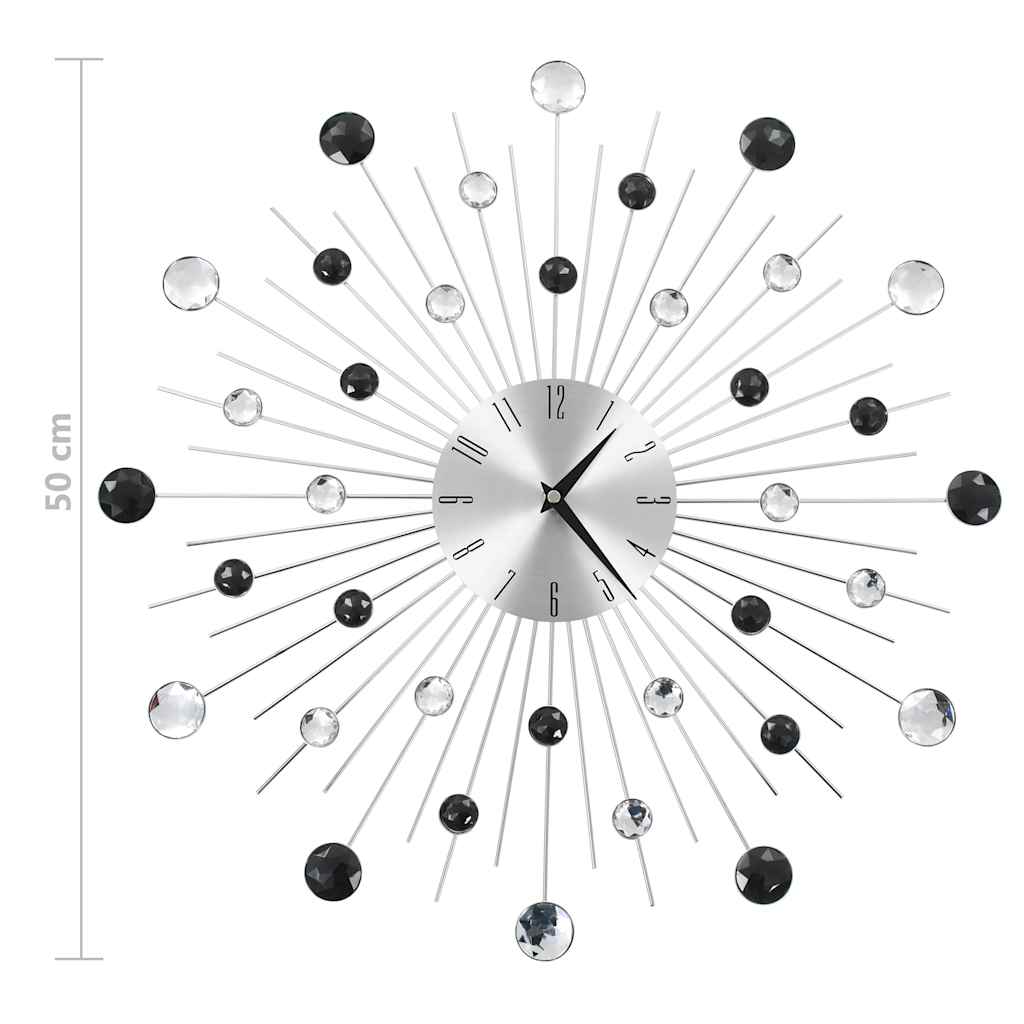 vidaXL Wall Clock | Silver and black | Aluminium frame with acrylic beads 6