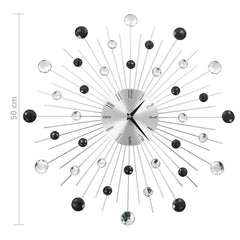 vidaXL Wall Clock | Silver and black | Aluminium frame with acrylic beads 6