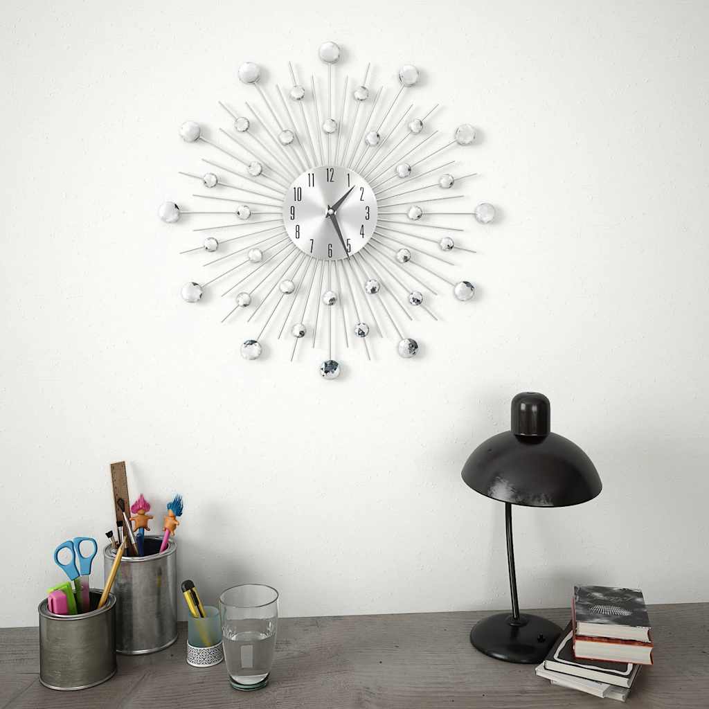 vidaXL Wall Clock | Silver | Aluminium and acrylic beads | Large 2