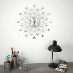 vidaXL Wall Clock | Silver | Aluminium and acrylic beads | Large 2