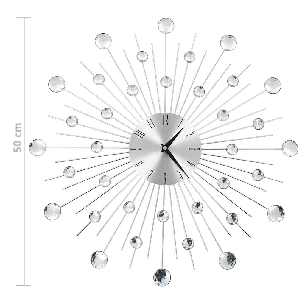 vidaXL Wall Clock | Silver | Aluminium and acrylic beads | Large 6