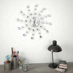 vidaXL Wall Clock | Silver | Aluminium, Acrylic | Large | Decorative Inlays 2