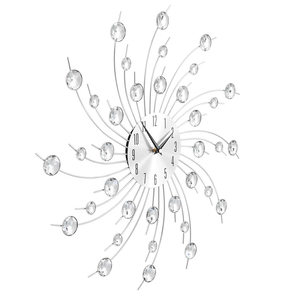 vidaXL Wall Clock | Silver | Aluminium, Acrylic | Large | Decorative Inlays 3
