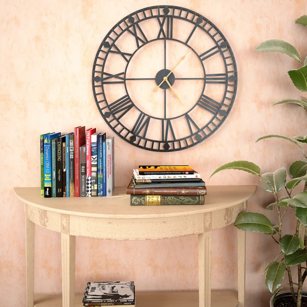 vidaXL Wall Clock | Black | Metal | 60 cm | Clock | Wall Clock | Circular 2