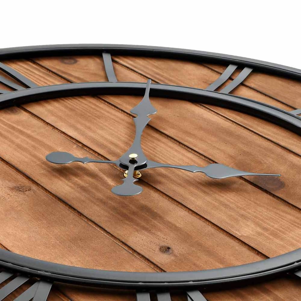 50646 vidaXL Vintage Wall Clock with Quartz Movement Wood and Metal 60 cm XXL 4