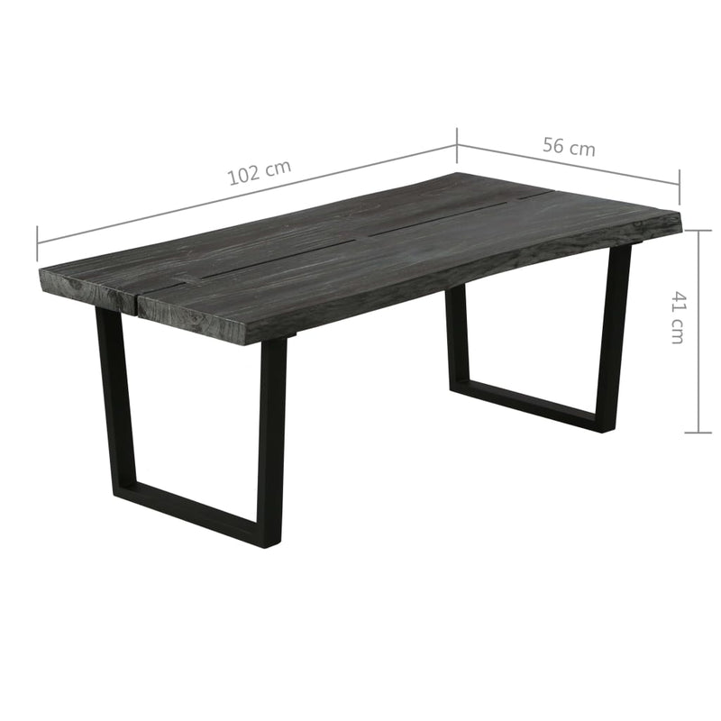 Coffee Table Solid Mindi Wood 102x56x41 cm Grey