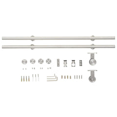 142825 vidaXL Sliding Door Hardware Kit 183 cm Stainless Steel Silver 4