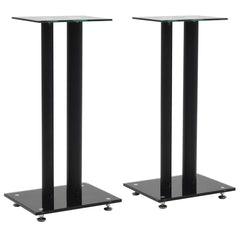 vidaXL Speaker Stands 2 pcs Tempered Glass 2 Pillars Design Black 1