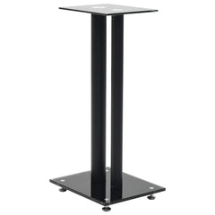 vidaXL Speaker Stands 2 pcs Tempered Glass 2 Pillars Design Black 2