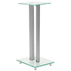 vidaXL Speaker Stands 2 pcs Tempered Glass 2 Pillars Design Silver 2
