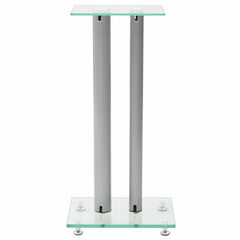 vidaXL Speaker Stands 2 pcs Tempered Glass 2 Pillars Design Silver 3