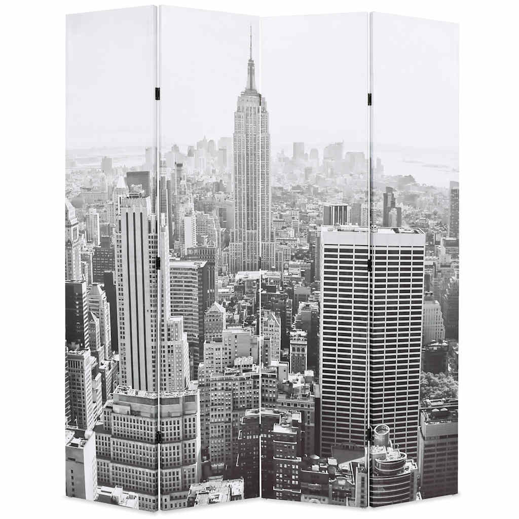 Folding Room Divider New York by Day Black and White 160 x 170 cm