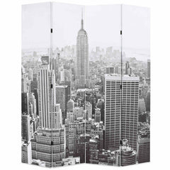 Folding Room Divider New York by Day Black and White 160 x 170 cm