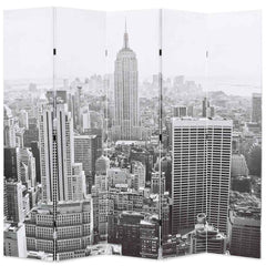 Folding Room Divider New York by Day Black and White 200 x 170 cm
