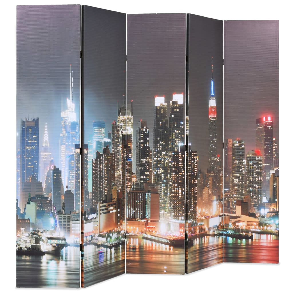 Folding Room Divider New York by Night 200 x 170 cm