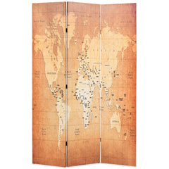 Folding Room Divider World Map Yellow 120 x 170 cm