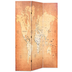Folding Room Divider World Map Yellow 120 x 170 cm