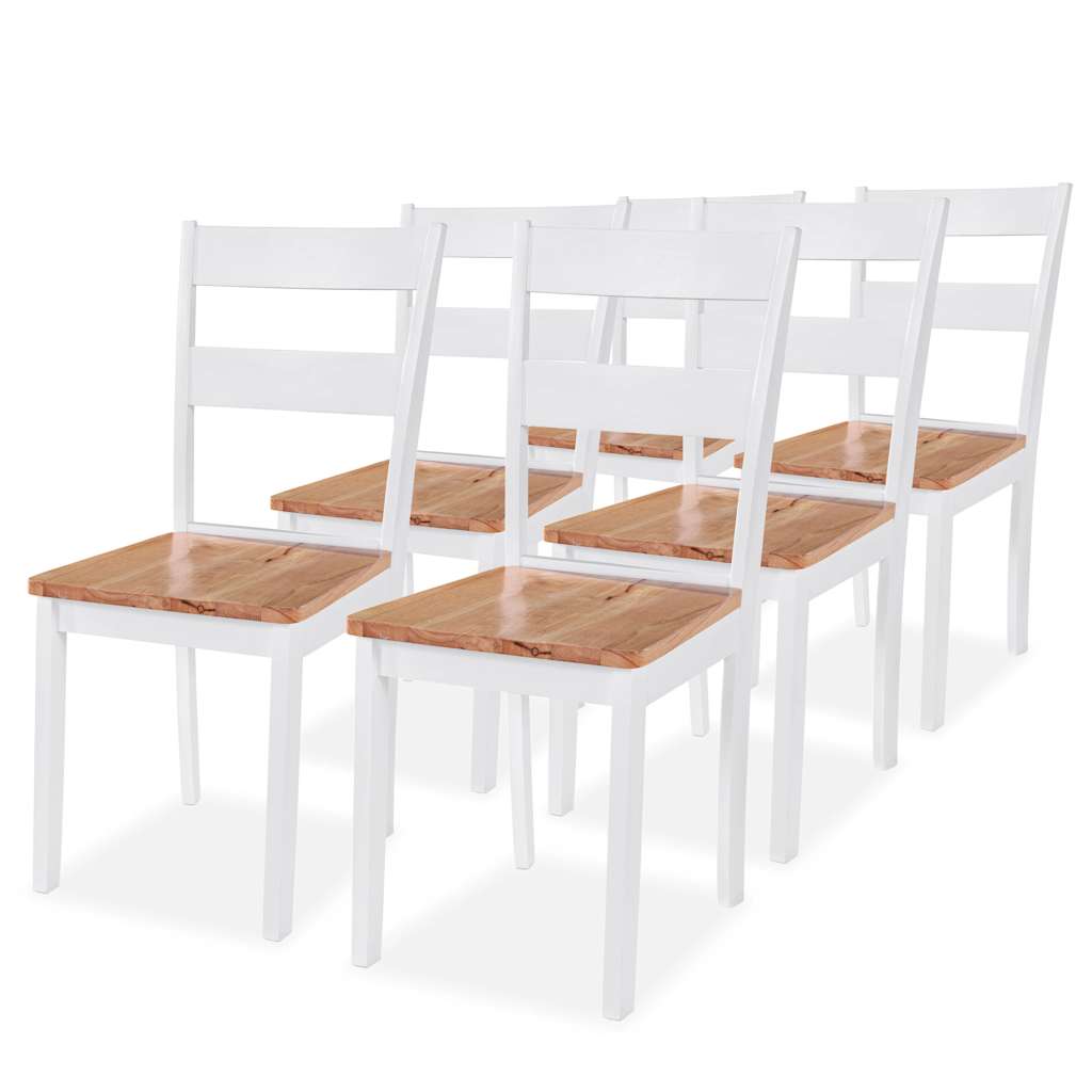 vidaXL Dining Chairs 6 pcs White Solid Rubber Wood 1