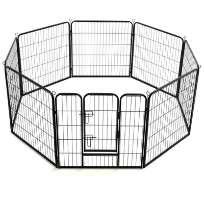 Dog Playpen 8 Panels Steel 80x80 cm Black