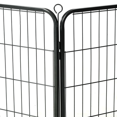 Dog Playpen 8 Panels Steel 80x80 cm Black