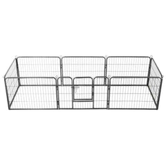 Dog Playpen 8 Panels Steel Black 8-panel