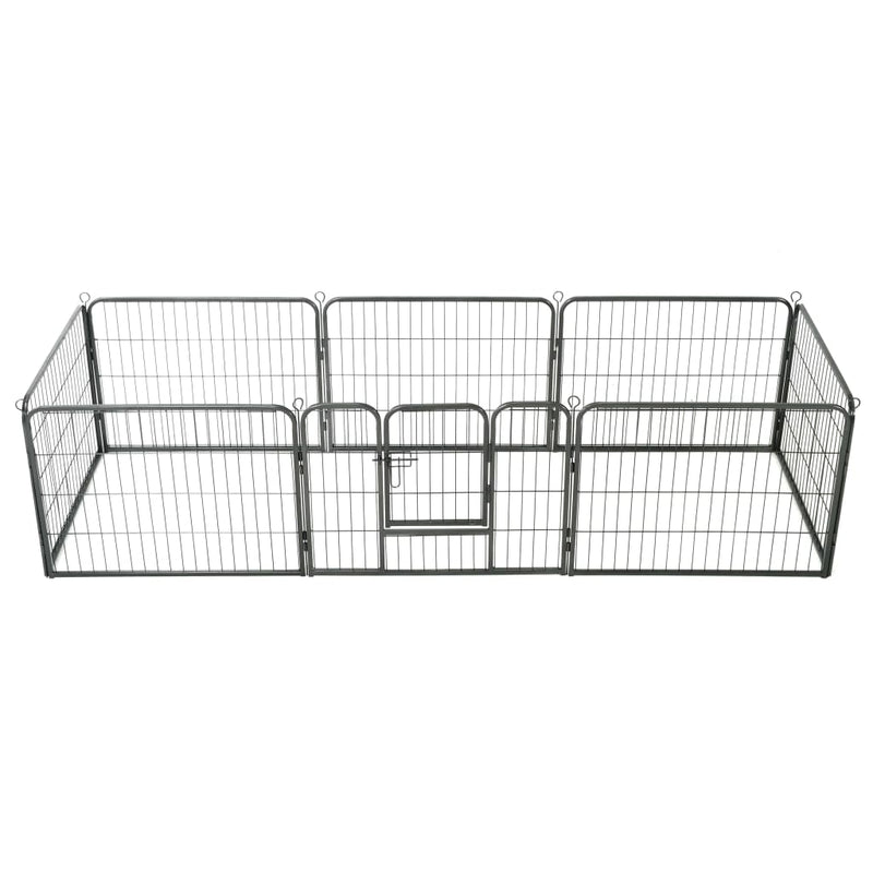 Dog Playpen 8 Panels Steel 80x60 cm Black