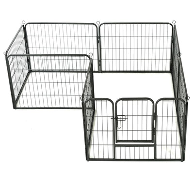 Dog Playpen 8 Panels Steel 80x60 cm Black