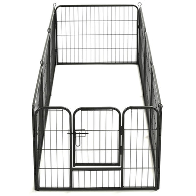 Dog Playpen 8 Panels Steel 80x60 cm Black