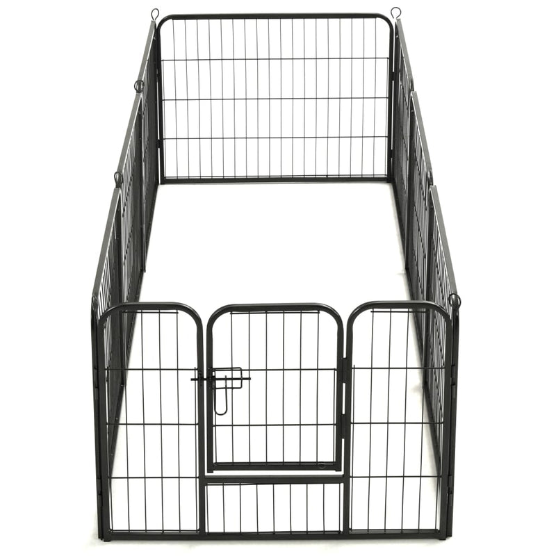 Dog Playpen 8 Panels Steel 80x60 cm Black