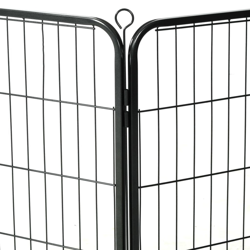 Dog Playpen 8 Panels Steel 80x60 cm Black