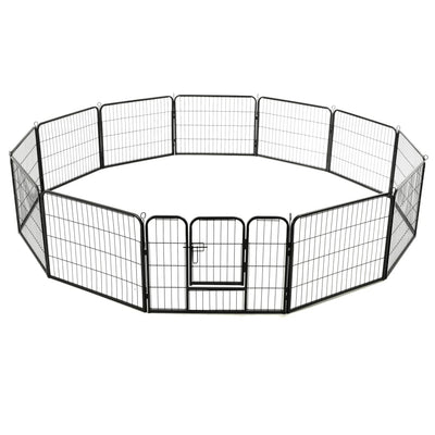 Dog Playpen 12 Panels Steel 80x60 cm Black