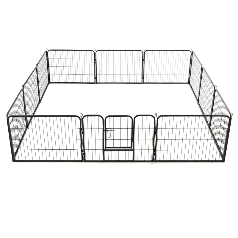 Dog Playpen 12 Panels Steel 80x60 cm Black