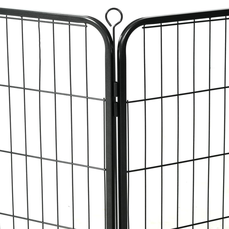 Dog Playpen 12 Panels Steel 80x60 cm Black